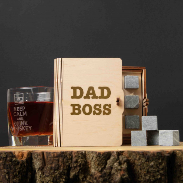 Камни для виски "Dad boss" 6 штук в подарочной коробке, фото 1, цена 355 грн